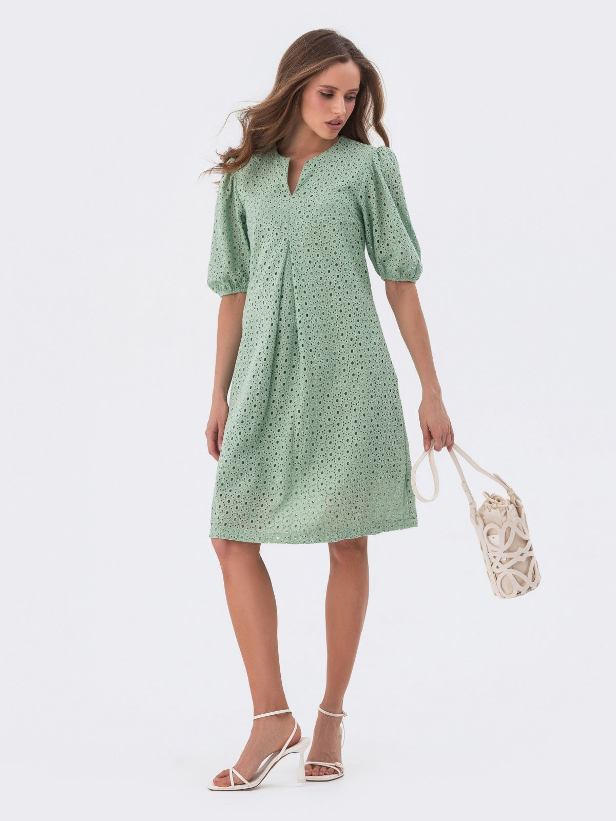 Прогулянкова сукня з прошви фісташкова | 81095