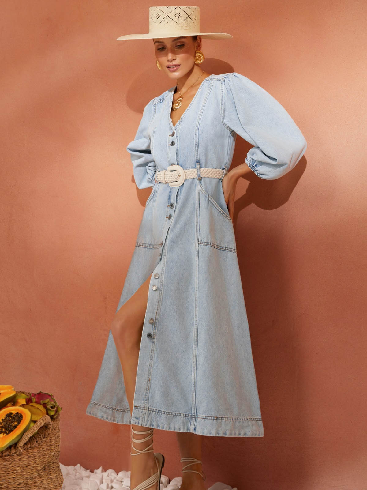 Повсякденна сукня джинсова блакитна міді | 80394 Повсякденна сукня джинсова блакитна міді | 80394