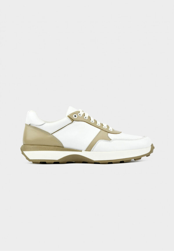 Кросівки білі з вставками кольору капучино | 80368