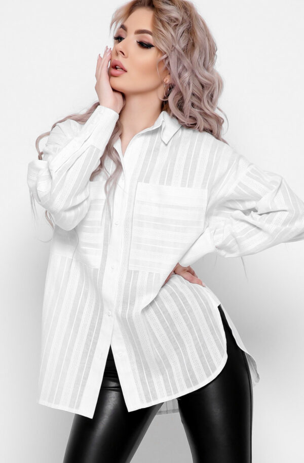 Біла подовжена сорочка на ґудзиках | 80711