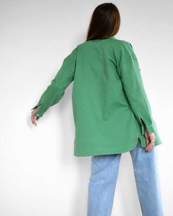 Джинсова куртка-сорочка зелена oversize | 80313