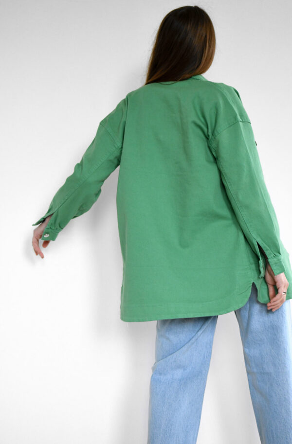 Джинсова куртка-сорочка зелена oversize | 80313