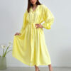 Літнє довге плаття-сорочка лимонне оверсайз | 80601