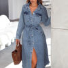 Джинсове плаття-сорочка міді блакитне | 80046 Джинсове плаття-сорочка міді блакитне | 80046