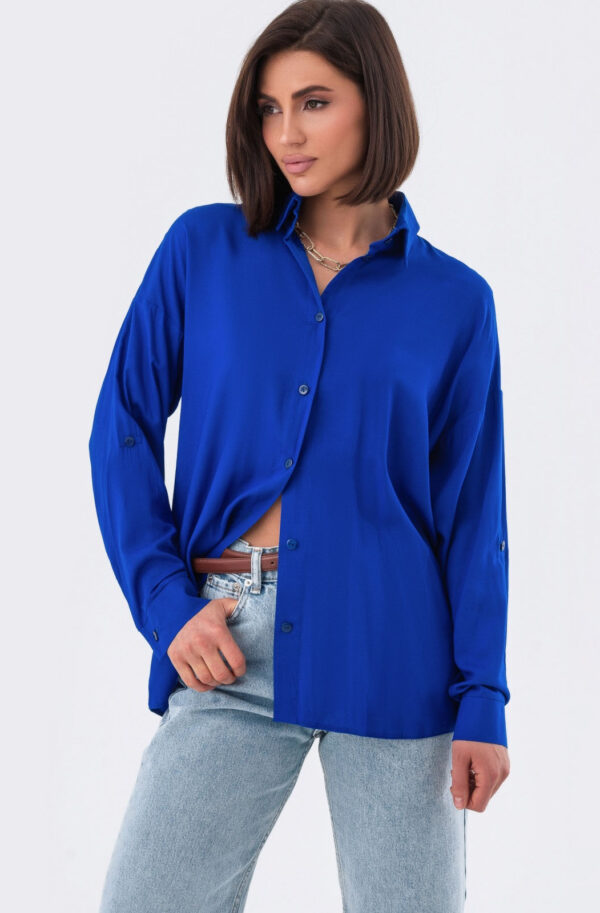 Подовжена сорочка кольору ультрамарин | 81055