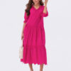 Літня сукня з прошви фуксія вільного крою | 80056 Літня сукня з прошви фуксія вільного крою | 80056