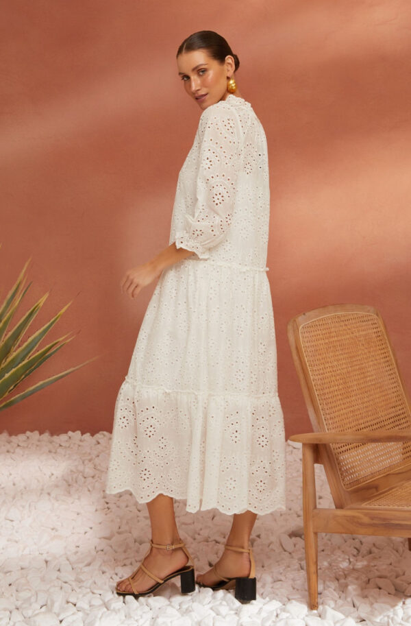 Літня сукня з прошви біла вільного крою | 80250