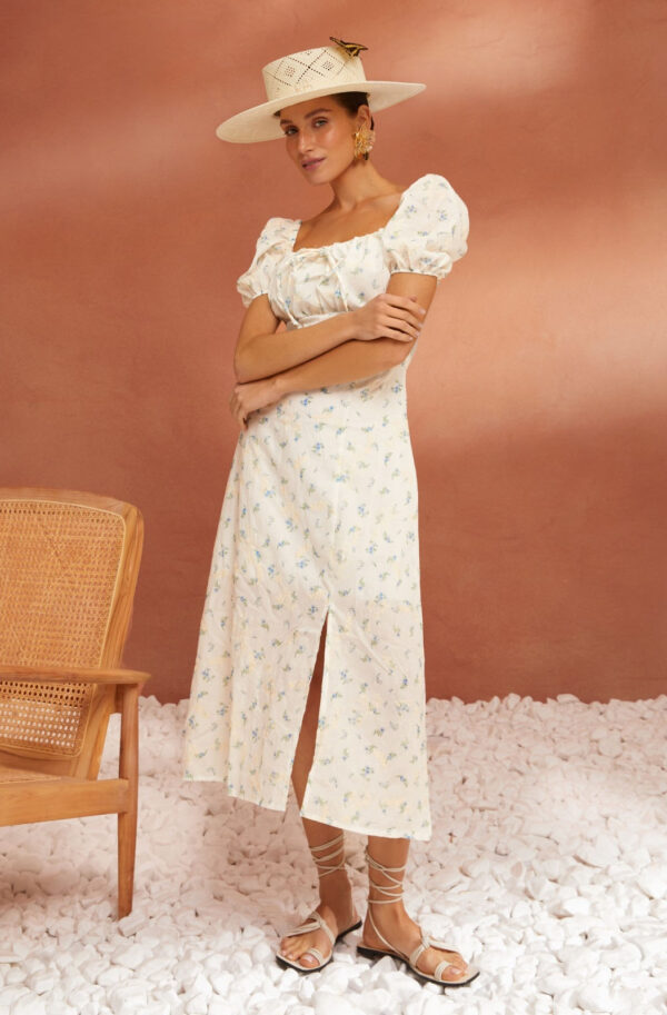 Літня принтована сукня з бавовни біла | 81119