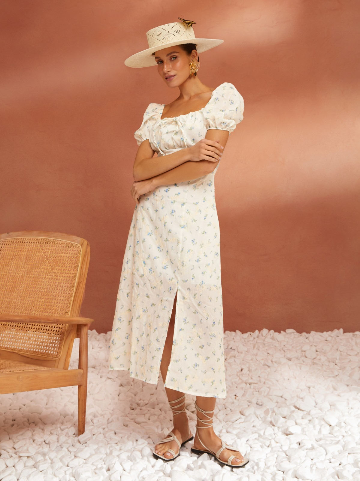 Літня принтована сукня з бавовни біла | 81119 Літня принтована сукня з бавовни біла | 81119