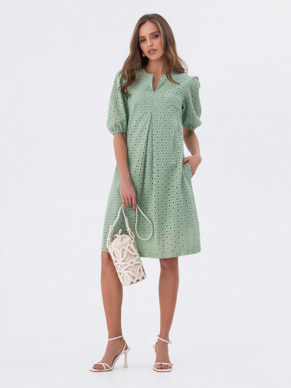 Прогулянкова сукня з прошви фісташкова | 81095