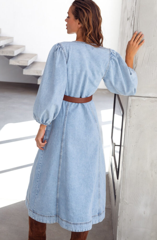Повсякденна сукня джинсова блакитна міді | 80394