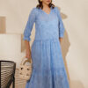Літня сукня з прошви блакитна вільного крою | 80103
