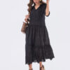 Літня сукня з прошви чорна вільного крою | 80240 Літня сукня з прошви чорна вільного крою | 80240