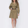Бавовняне плаття-сорочка хакі | 80703 Бавовняне плаття-сорочка хакі | 80703