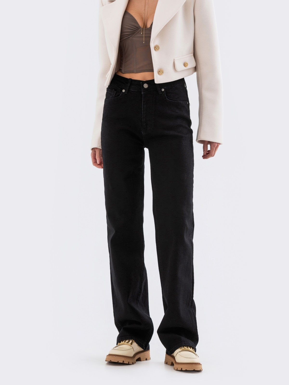 Жіночі джинси прямого крою чорні | 79937 Жіночі джинси прямого крою чорні | 79937