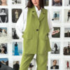 Костюм зі штанами та жилетом оливковий | 81001