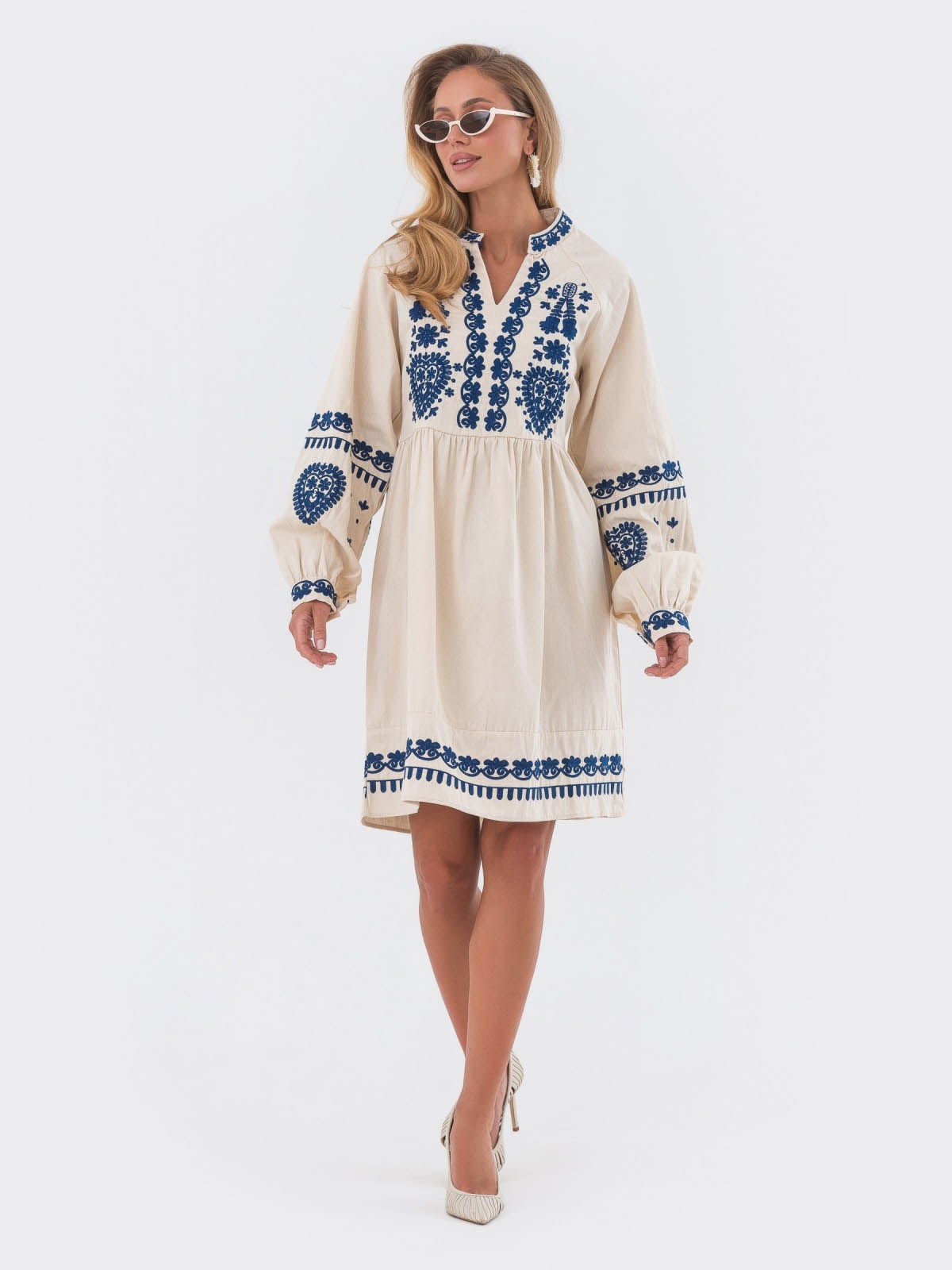 Сукня-вишиванка бежева вільного крою | 80931 Сукня-вишиванка бежева вільного крою | 80931