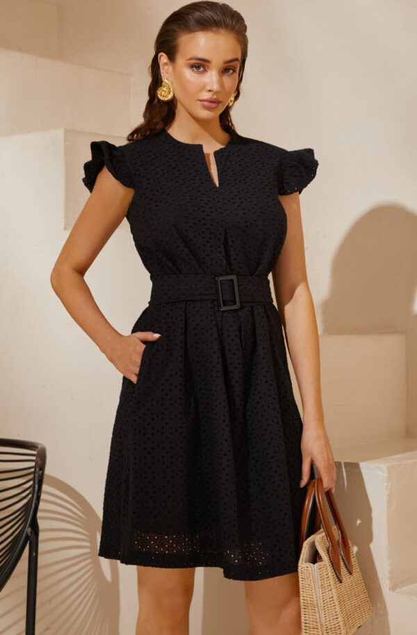 Сукня із прошви середньої довжини чорна | 80677