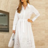 Літня сукня-сорочка біла з перфорацією | 80447 Літня сукня-сорочка біла з перфорацією | 80447