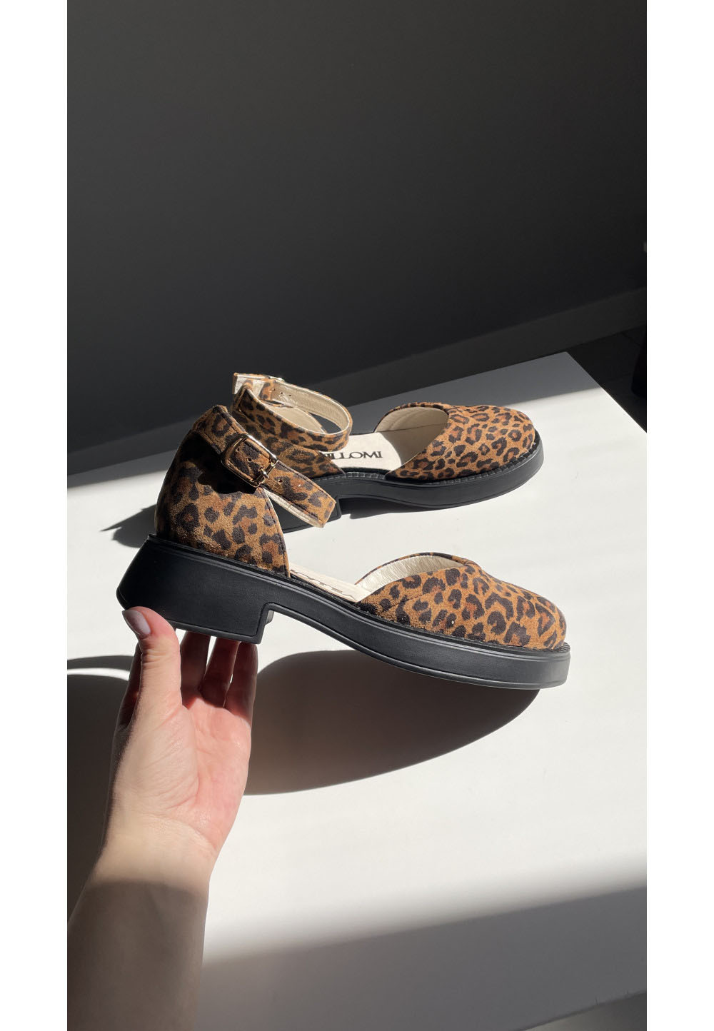 Замшеві відкриті туфлі леопардові | 80466