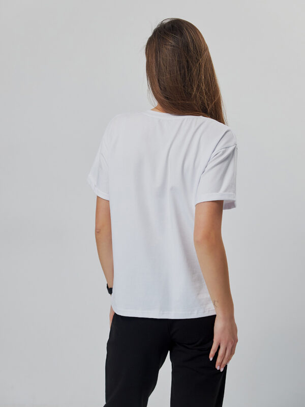 Жіноча футболка з сердечками біла | 80796