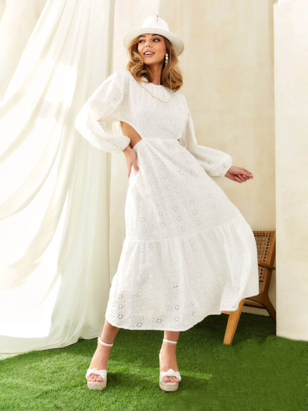 Сукня з прошви біла з відкритою спинкою | 80260