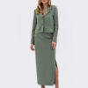 Жіночий костюм-двійка зі спідницею зелений | 80990