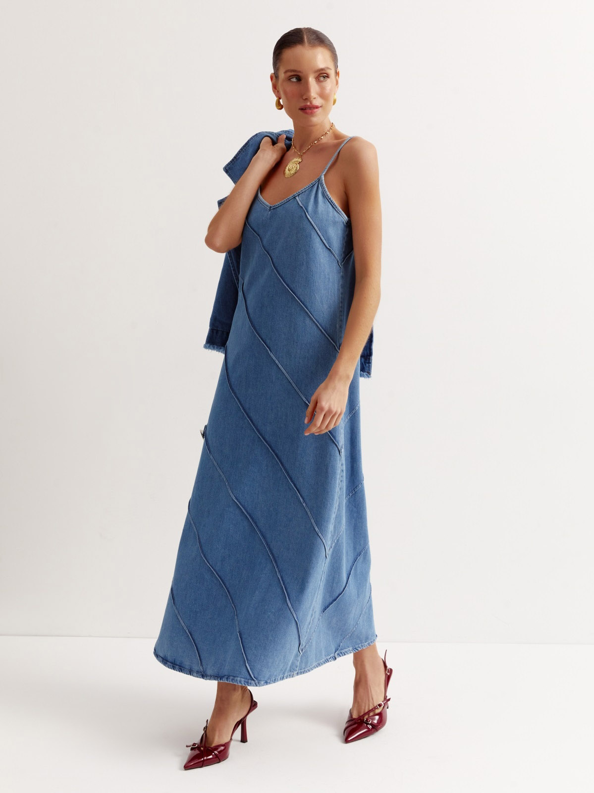 Джинсовий сарафан блакитний максі довжини | 80082 Джинсовий сарафан блакитний максі довжини | 80082