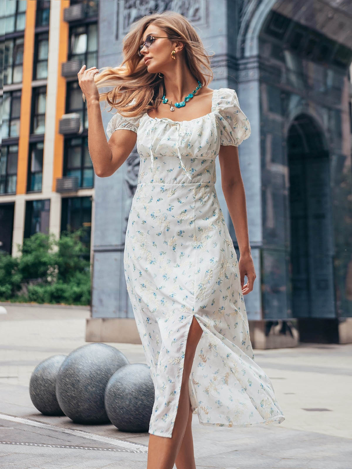 Літня принтована сукня з бавовни біла | 81119 Літня принтована сукня з бавовни біла | 81119