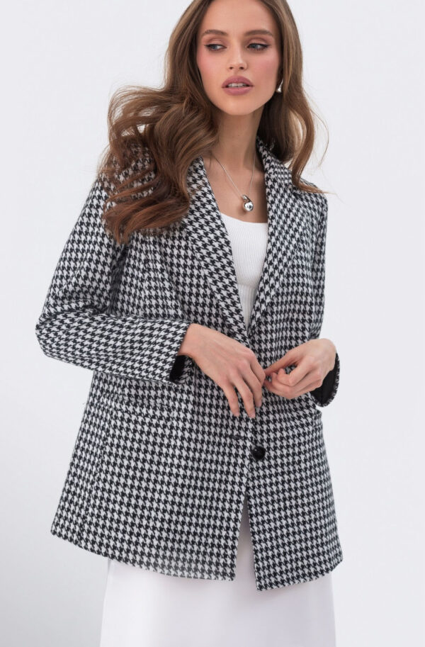 Двобортний піджак чорно-білий в гусячу лапку | 79949