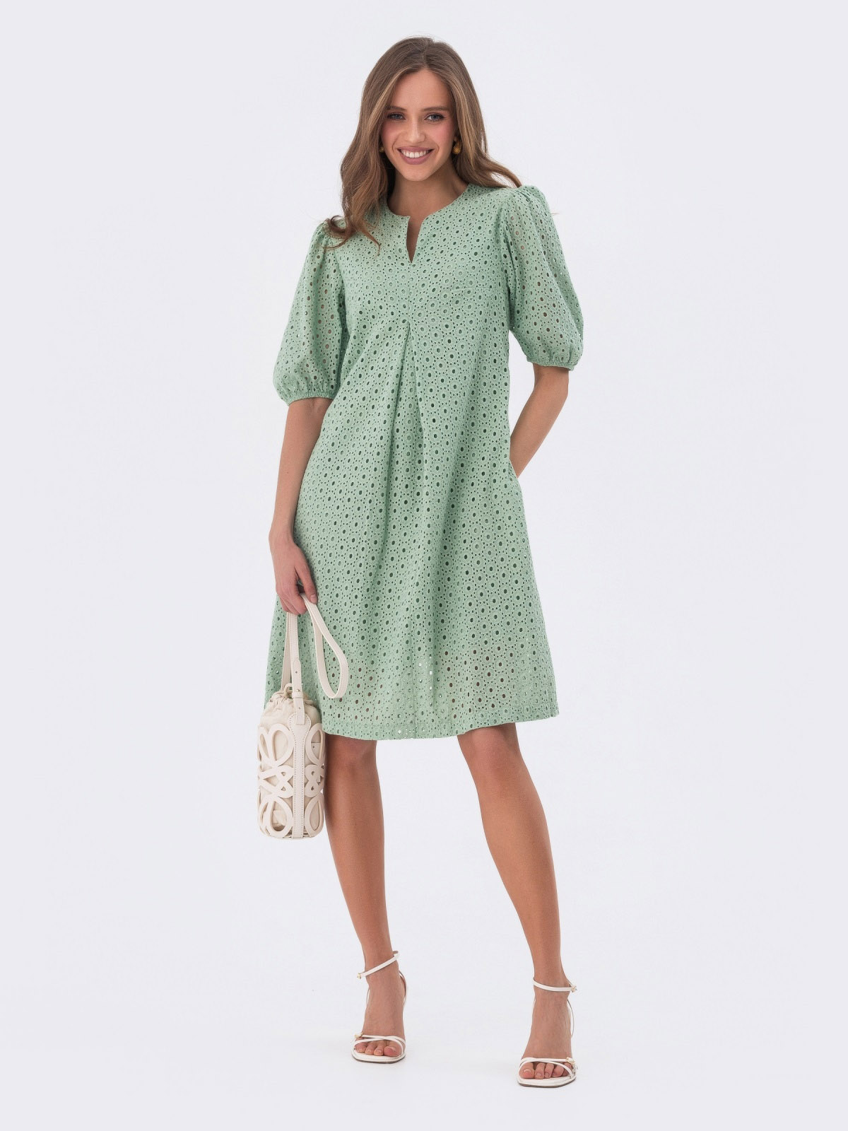 Прогулянкова сукня з прошви фісташкова | 81095