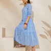 Літня сукня з прошви блакитна вільного крою | 80103