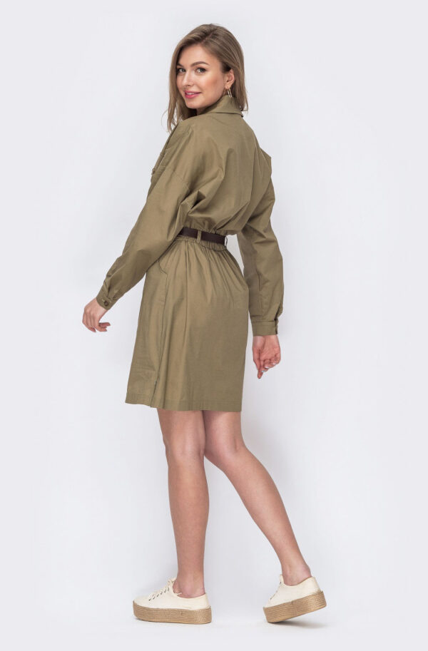 Бавовняне плаття-сорочка хакі | 80703