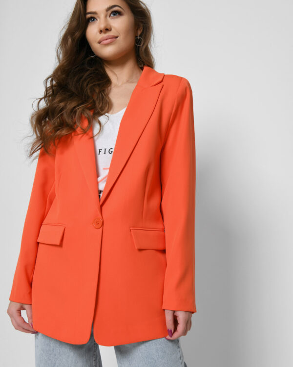 Подовжений жіночий піджак помаранчевий | 79827