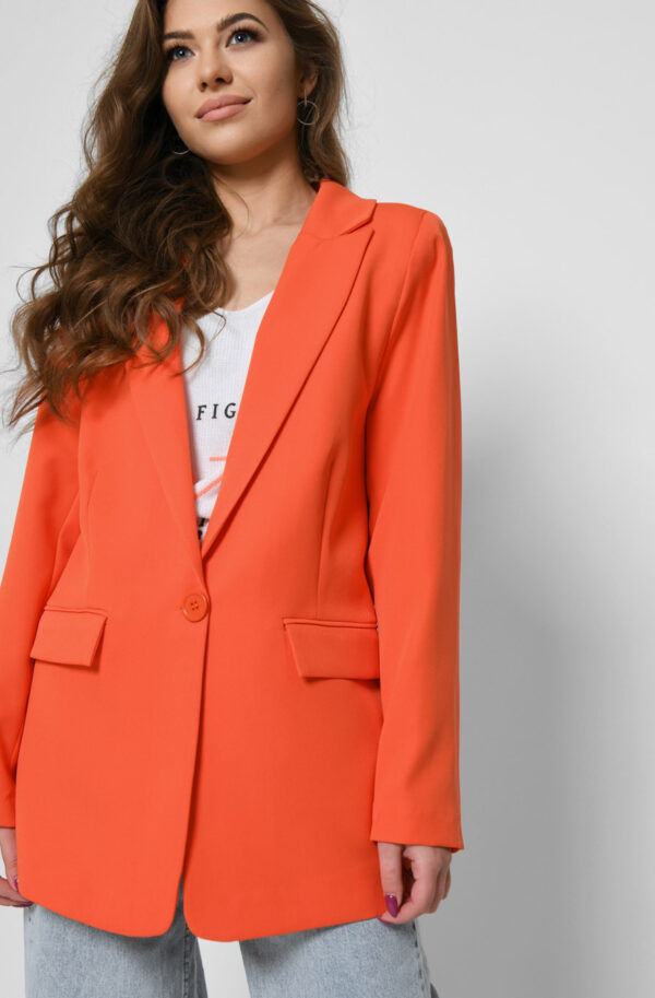 Подовжений жіночий піджак помаранчевий | 79827