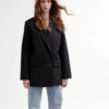 Двобортний подовжений піджак чорний | 79801 Двобортний подовжений піджак чорний | 79801