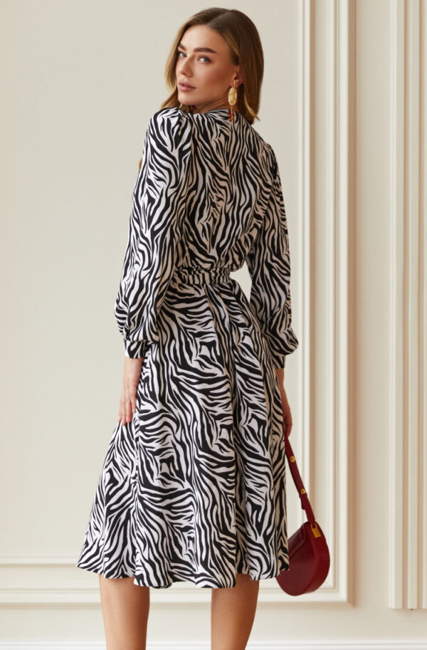 Сукня розкльошена чорно-біла в принт | 79869