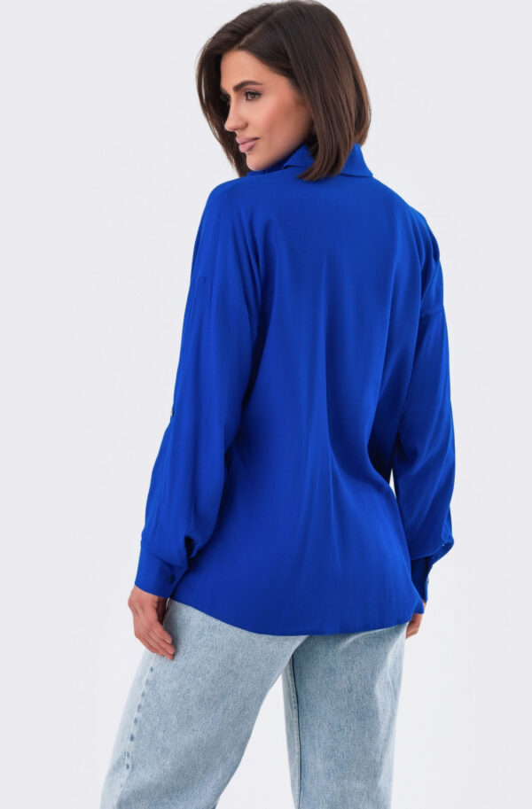 Подовжена сорочка кольору ультрамарин | 81055