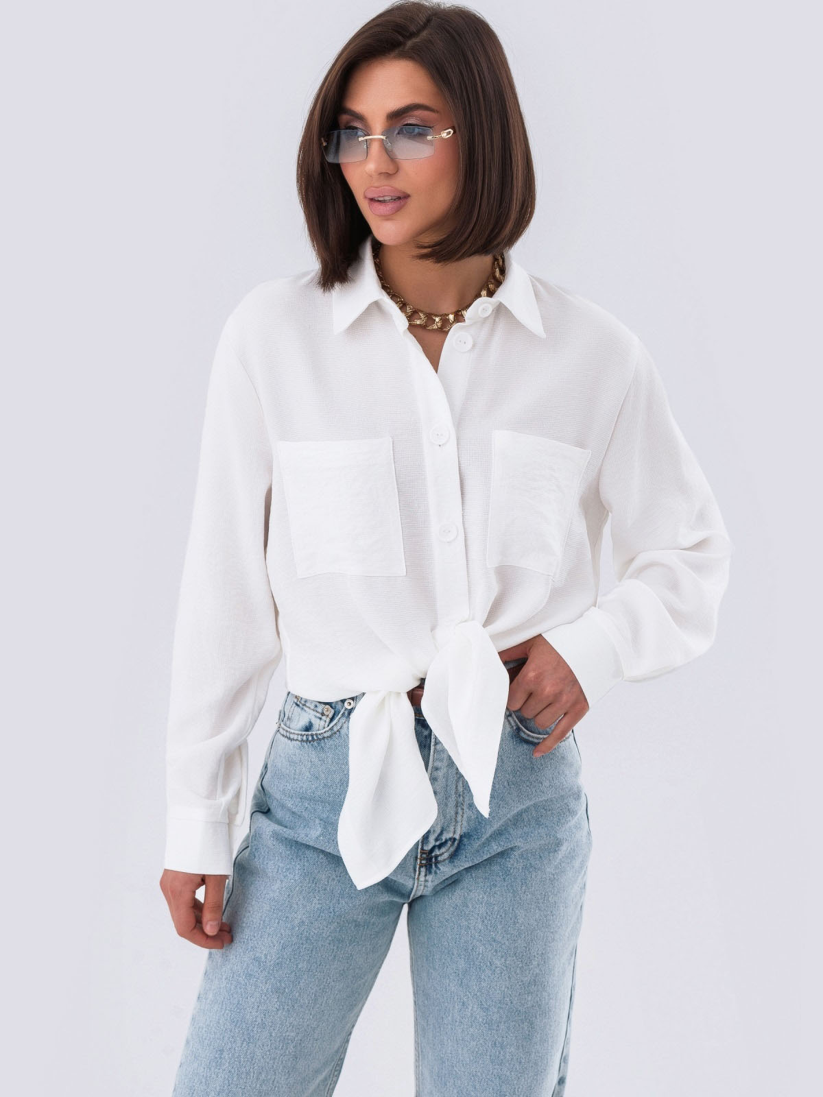 Подовжена сорочка вільного крою біла | 79993 Подовжена сорочка вільного крою біла | 79993