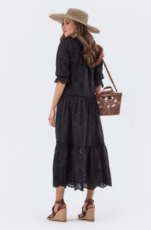 Літня сукня з прошви чорна вільного крою | 80240
