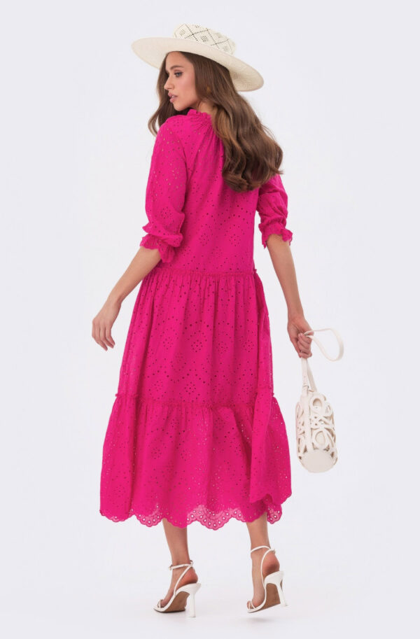 Літня сукня з прошви фуксія вільного крою | 80056