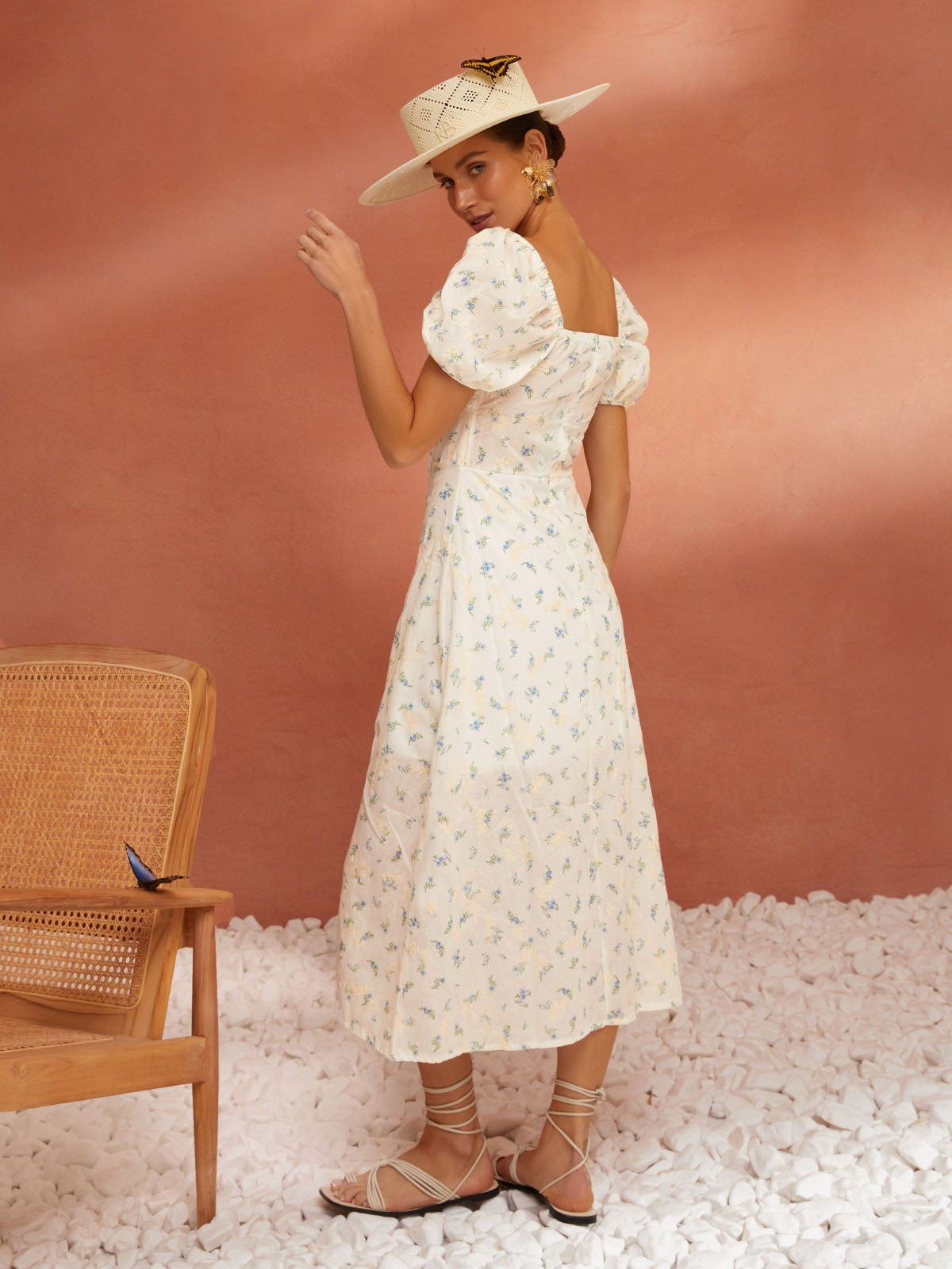 Літня принтована сукня з бавовни біла | 81119 Літня принтована сукня з бавовни біла | 81119