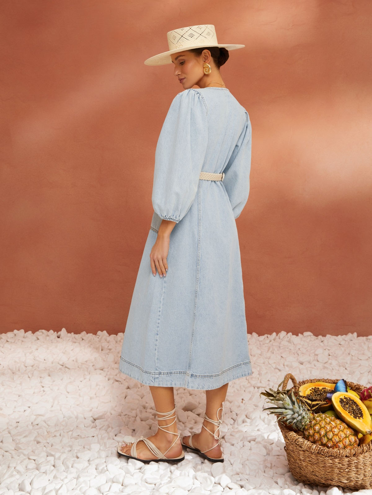 Повсякденна сукня джинсова блакитна міді | 80394