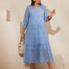 Літня сукня з прошви блакитна вільного крою | 80103