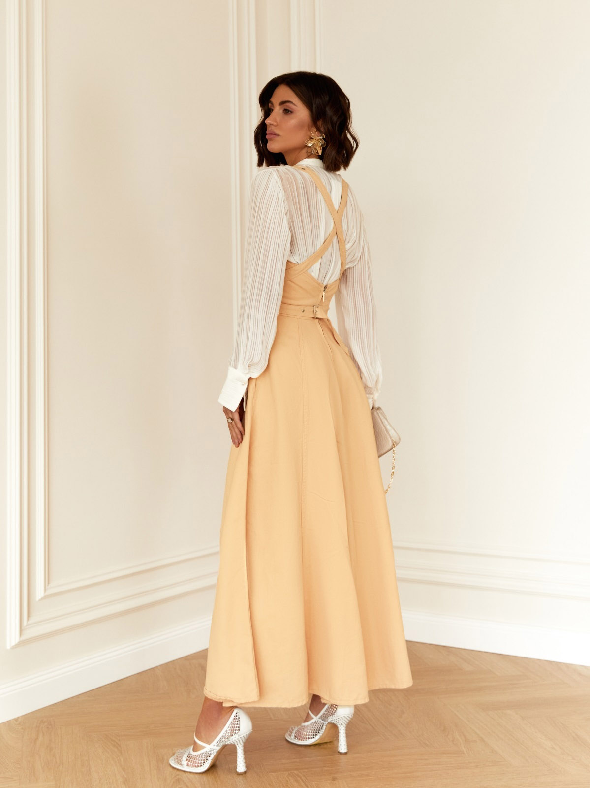 Оригінальний джинсовий сарафан бежевий | 80402 Оригінальний джинсовий сарафан бежевий | 80402