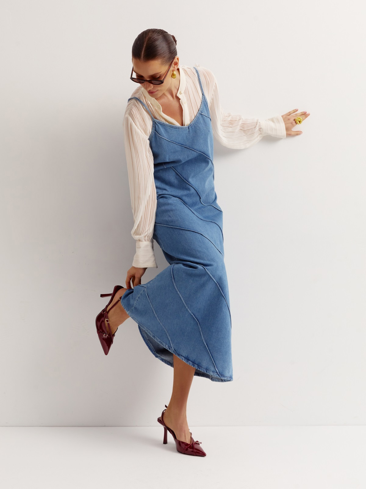 Джинсовий сарафан блакитний максі довжини | 80082 Джинсовий сарафан блакитний максі довжини | 80082