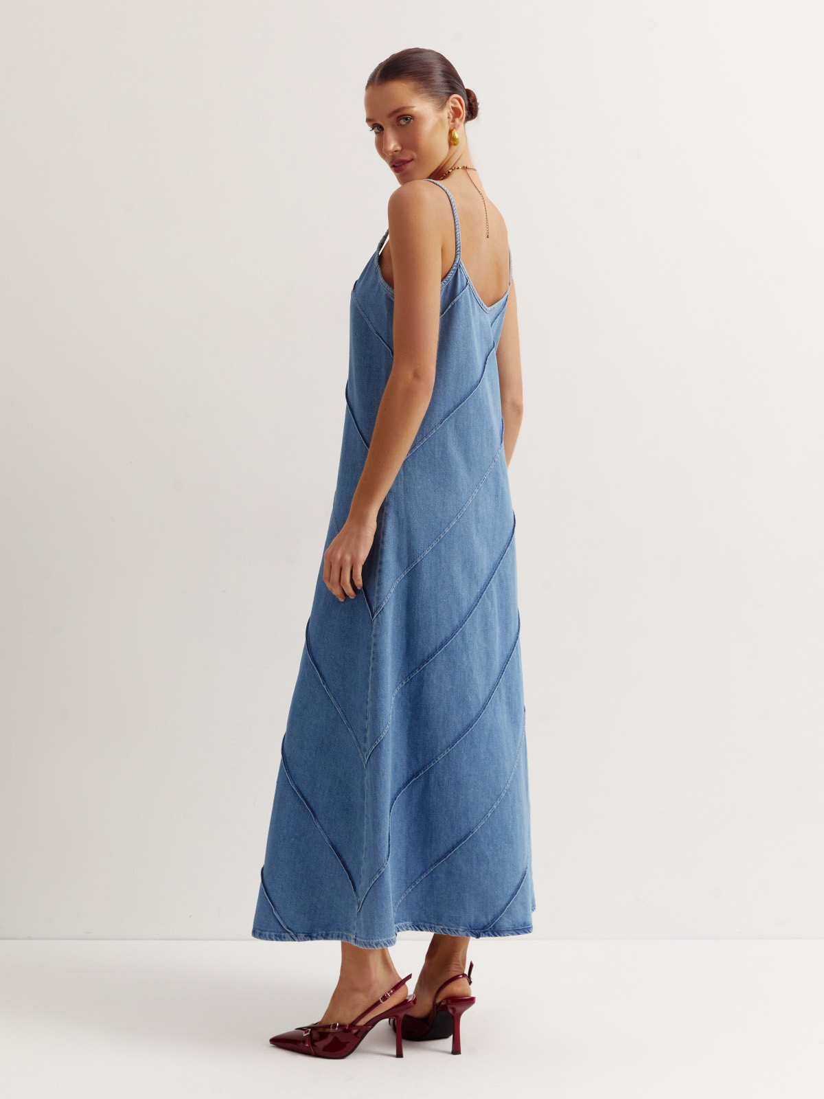 Джинсовий сарафан блакитний максі довжини | 80082 Джинсовий сарафан блакитний максі довжини | 80082