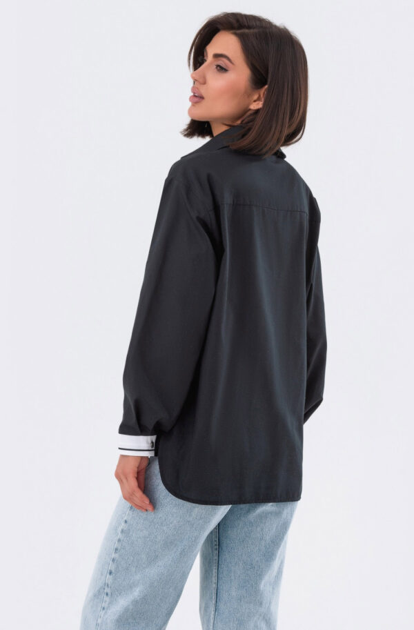 Подовжена сорочка вільного крою чорна | 80004
