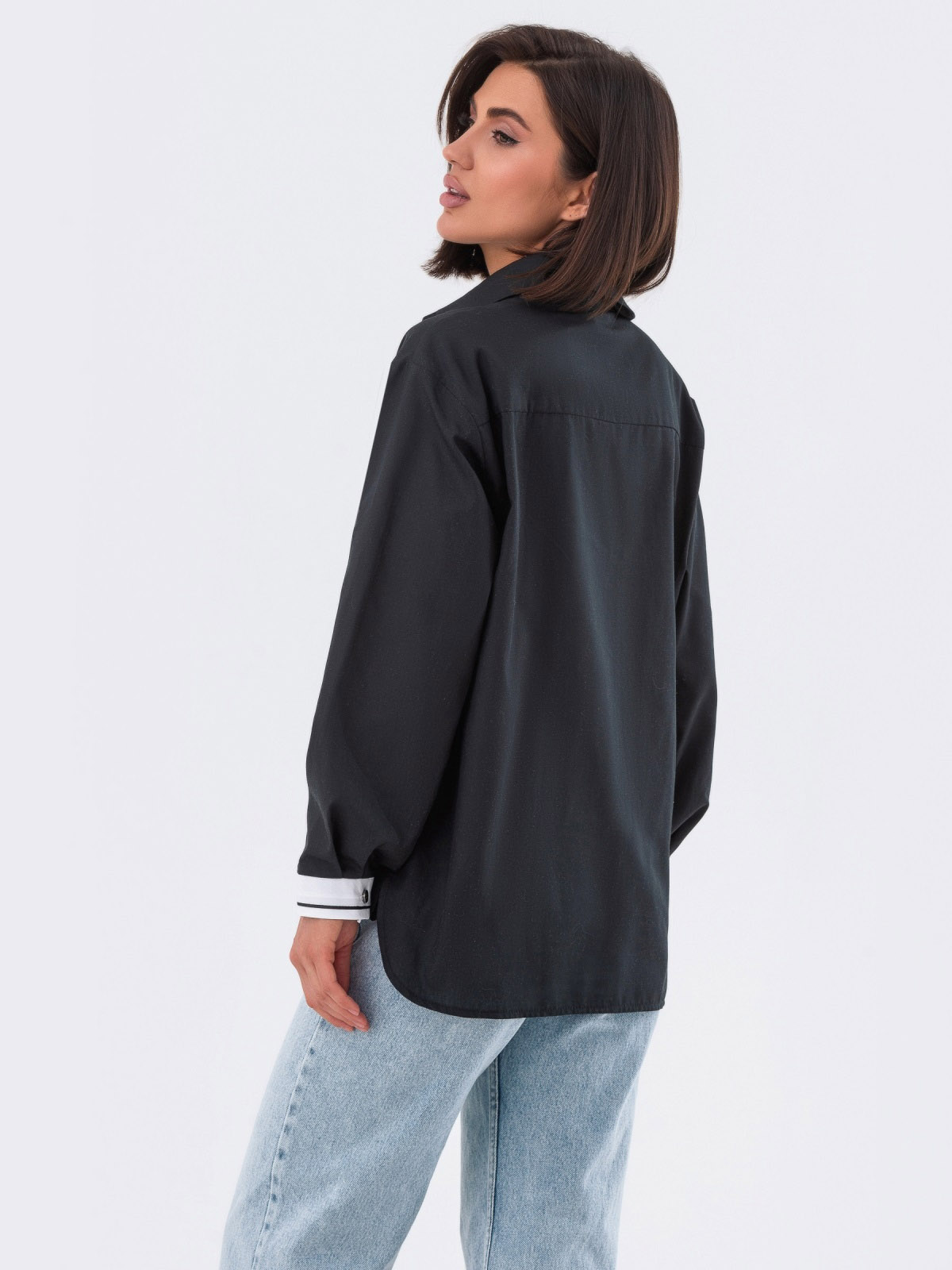 Подовжена сорочка вільного крою чорна | 80004 Подовжена сорочка вільного крою чорна | 80004