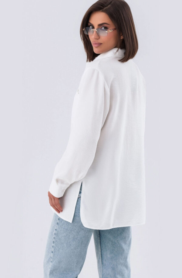 Подовжена сорочка вільного крою біла | 79993